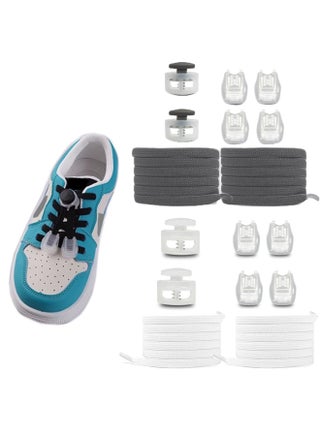 2 Pairs No Tie Laces for Adults and Kids, Elastic Shoe Laces for Trainers, 100cm Tieless Shoelaces Fit for Running Shoes Marathon Hiking