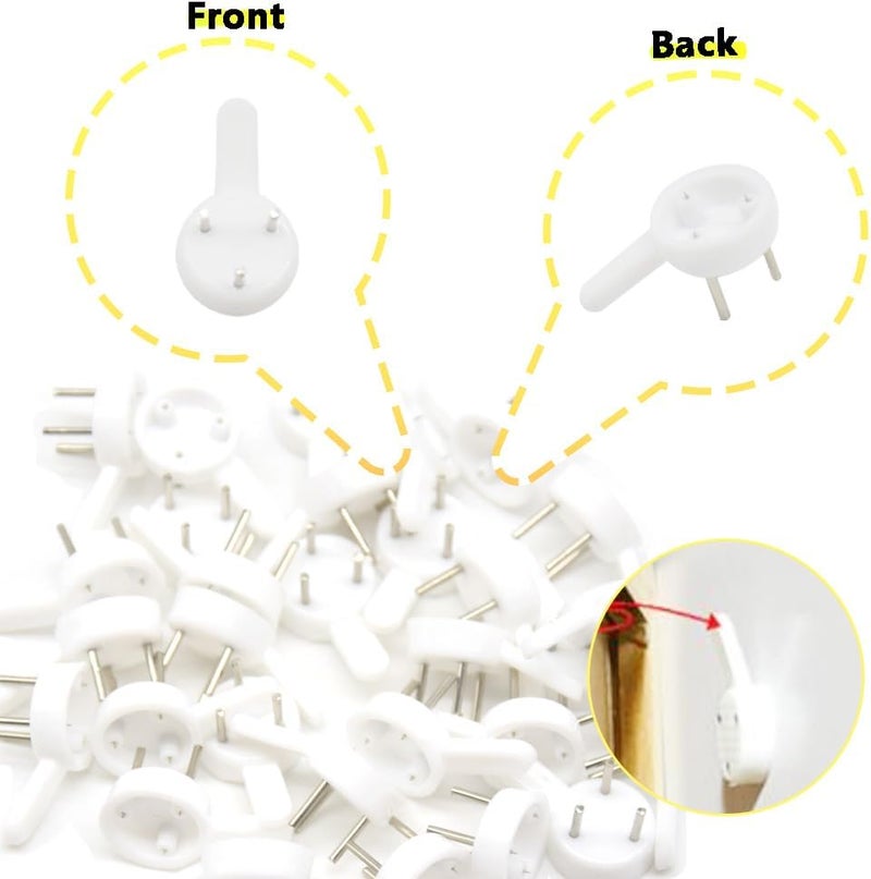 Hocansen 100 PCS Invisible Nail Wall Hooks Plastic Hardwall Hanger Hooks Picture Hangers Non-Mark Hook for Hanging Art Decorations Photo Frame (25x15x5/XK-SL) - Image 3