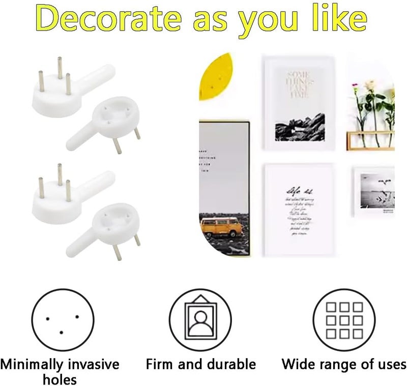 Hocansen 100 PCS Invisible Nail Wall Hooks Plastic Hardwall Hanger Hooks Picture Hangers Non-Mark Hook for Hanging Art Decorations Photo Frame (25x15x5/XK-SL) - Image 5