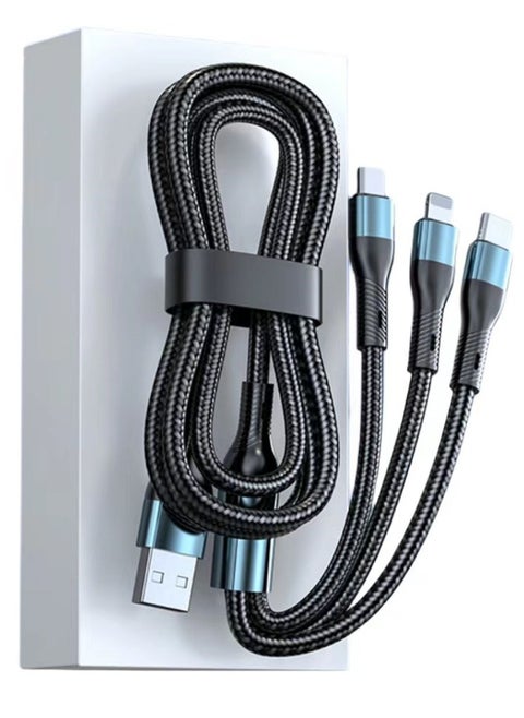 3-in-1 USB Fast Charging Cable - 120W Power Super Fast Charger Cords Universal Phone Charger, Multiple Charger Wire for Cellphone, Tablets and More