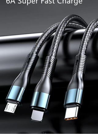 3-in-1 USB Fast Charging Cable - 120W Power Super Fast Charger Cords Universal Phone Charger, Multiple Charger Wire for Cellphone, Tablets and More - view 2