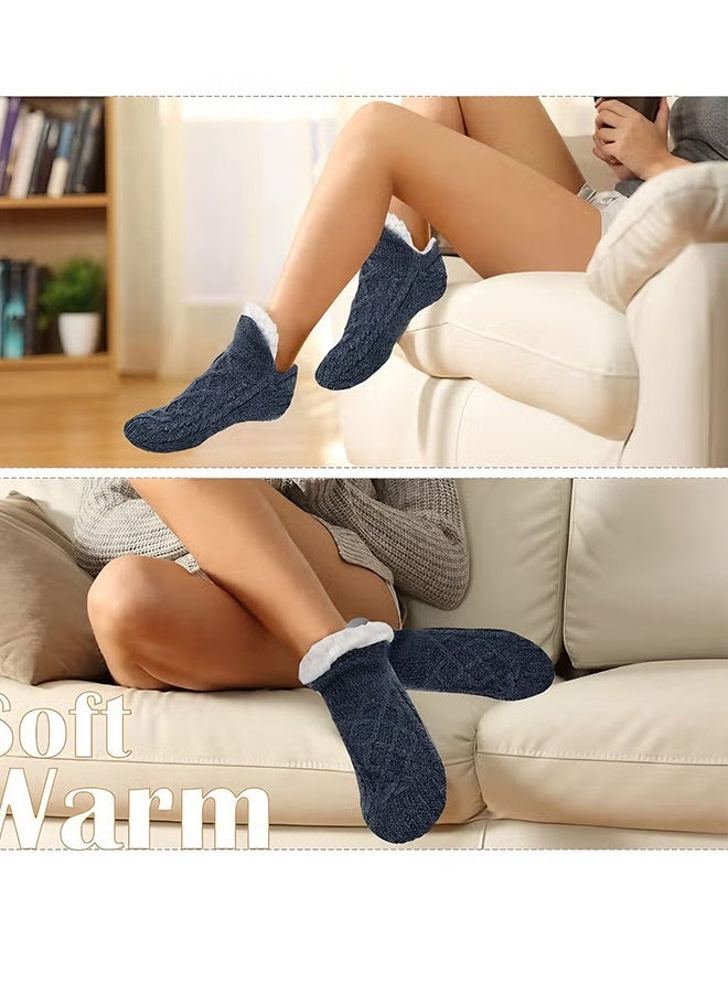 هابي دي Fluffy Fleece Slipper Socks, Non-Slip Warm Winter Socks, Cute Fleece-Lined Slipper Socks, Cozy Indoor Winter Socks, Plush Non-Skid Socks, Soft Fluffy Socks for Men and Women at Home - Image 3
