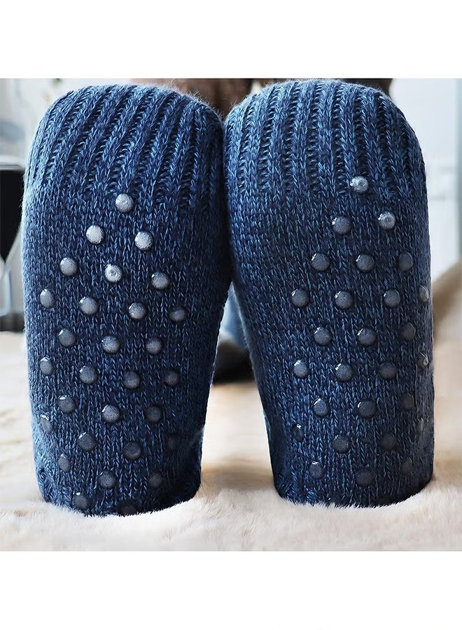 هابي دي Fluffy Fleece Slipper Socks, Non-Slip Warm Winter Socks, Cute Fleece-Lined Slipper Socks, Cozy Indoor Winter Socks, Plush Non-Skid Socks, Soft Fluffy Socks for Men and Women at Home - Image 2