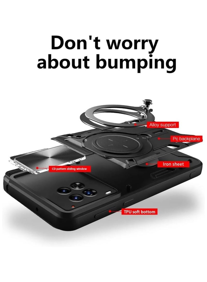 General Case Compatible with Tecno Camon 30 Premier 5G, [Built-in Kickstand] Magnetic Rotate Ring Holder Heavy Duty TPU+PC Shockproof Protective Cover  - Image 4