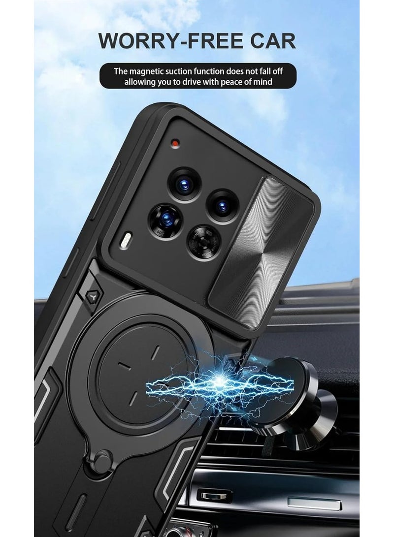 General Case Compatible with Tecno Camon 30 Premier 5G, [Built-in Kickstand] Magnetic Rotate Ring Holder Heavy Duty TPU+PC Shockproof Protective Cover  - Image 5