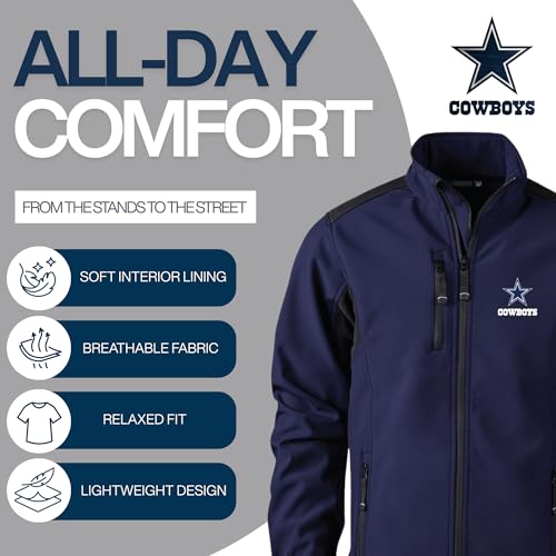 dunbrooke Men's Navy Dallas Cowboys Softshell Fleece Full-Zip Jacket - Image 2