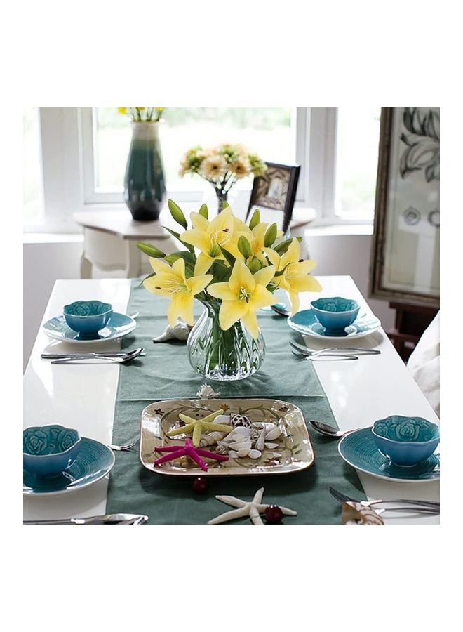 HOMESTAR 5-Piece Artificial Lillie with 3 Bud Full Bloom Latex Real Touch Flower Yellow/Green - Image 3