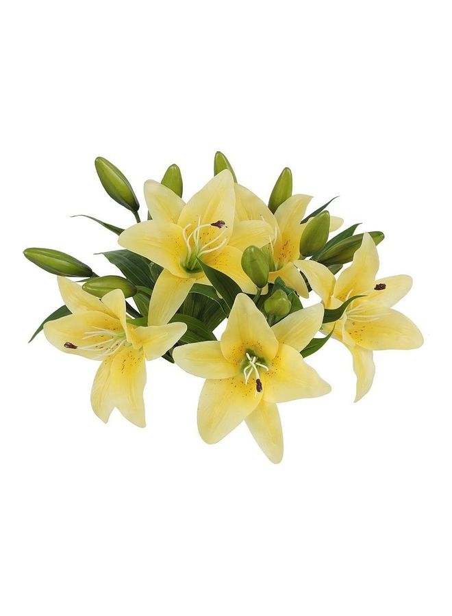 HOMESTAR 5-Piece Artificial Lillie with 3 Bud Full Bloom Latex Real Touch Flower Yellow/Green - Image 2