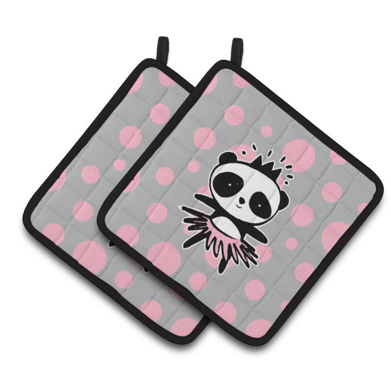 ""Caroline's Treasures BB7035PTHD Panda Bear Ballerina Pair of Pot Holders  7.5 x 7.5""""  Multicolor""