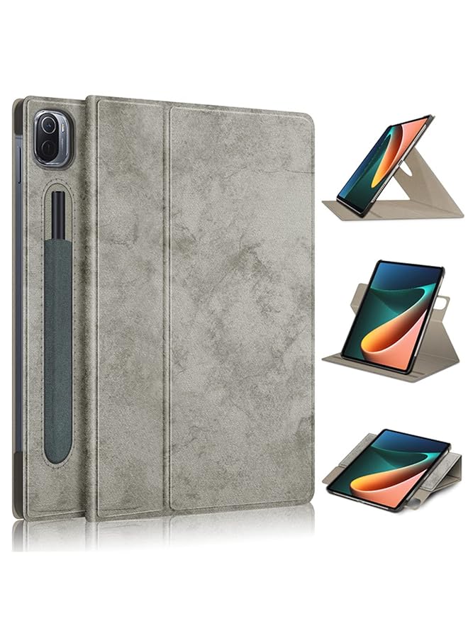 KASTWAVE Case For Xiaomi Mi Pad 5 Case For Mi Pad 5 Pro Case Elastic Strap Pen Holder Stand Auto Sleep And Wake Up Function Cover，Pu Leather Tablet Cases For Xiaomi Mi Pad 5 Pro Case Gray - Image 1