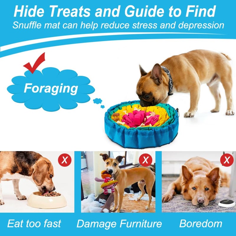 Vivifying Snuffle Mat for Dogs, Adjustable Dog Puzzle Toys Sniff Mat, Interactive Enrichment Toys for Slow Eating and Mental Stimulation (Red Yellow Blue) - Image 4