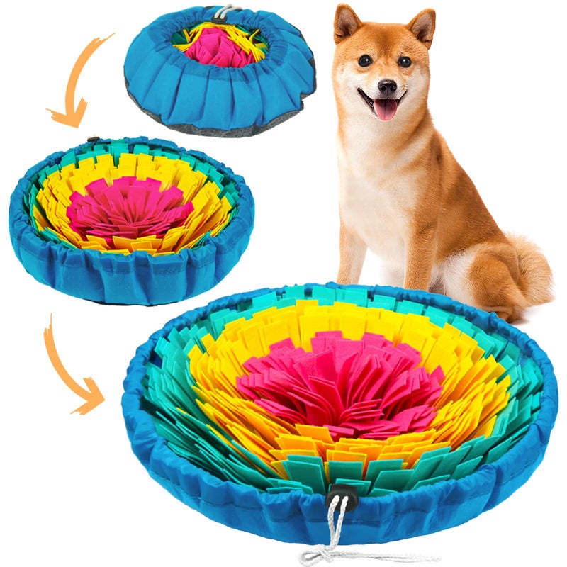 Vivifying Snuffle Mat for Dogs, Adjustable Dog Puzzle Toys Sniff Mat, Interactive Enrichment Toys for Slow Eating and Mental Stimulation (Red Yellow Blue) - Image 1