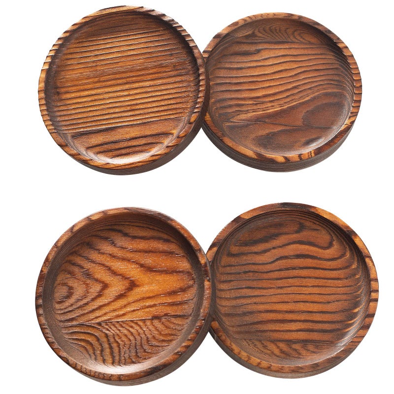 Yangbaga Wooden Coasters for Drinks - Natural Wood Drink Coaster Set for Drinking Glasses, Tabletop Protection for Any Table Type, Set of 4-4.3 Inches (No Holder) - Image 3