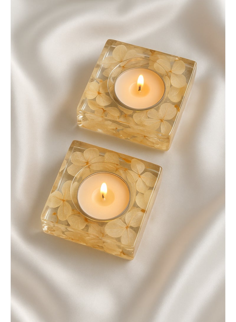 حاملات الشموع اليدوية الجاهزة للشاي - ديكور أنيق للاحتفالات وديwali (مجموعة من 2)