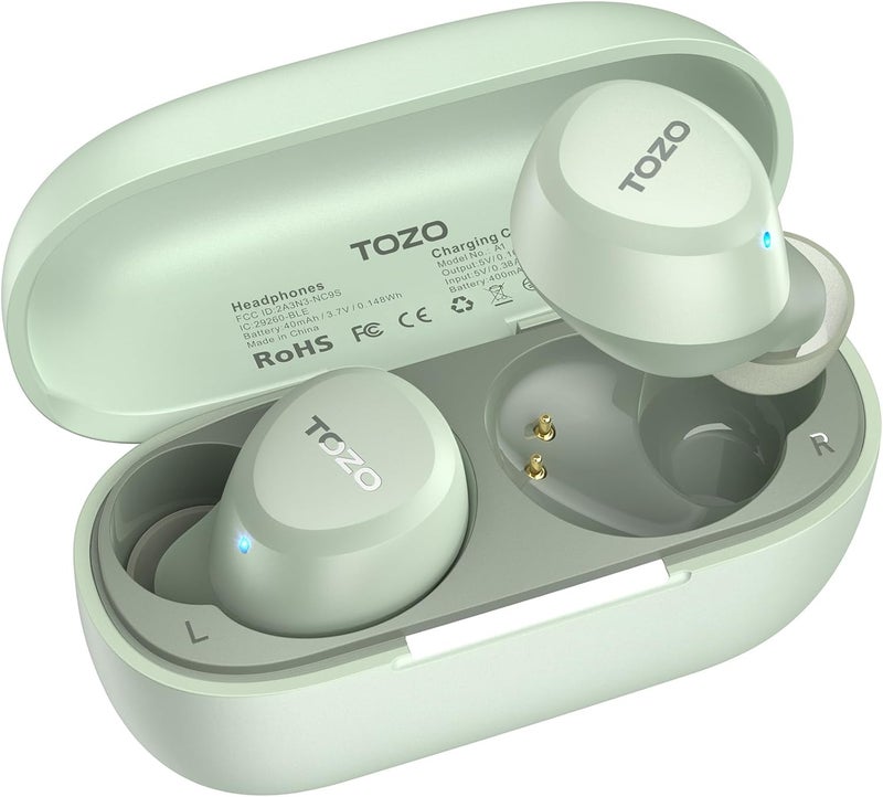 TOZO A1 Mini Wireless Earbuds Bluetooth 5.3 - Lightweight, IPX5 Waterproof, Built-in Microphone, Green - Image 1