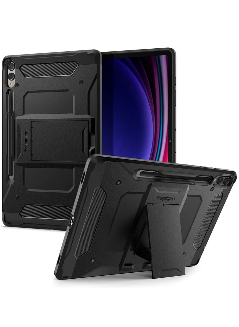 Spigen - Tough Armor Pro Samsung Galaxy Tab S9 Plus Case Cover (2023) 12.4 inch Premium Shockproof Protective Hard Shell Case with Kickstand and S Pen Holder - Black - Image 1