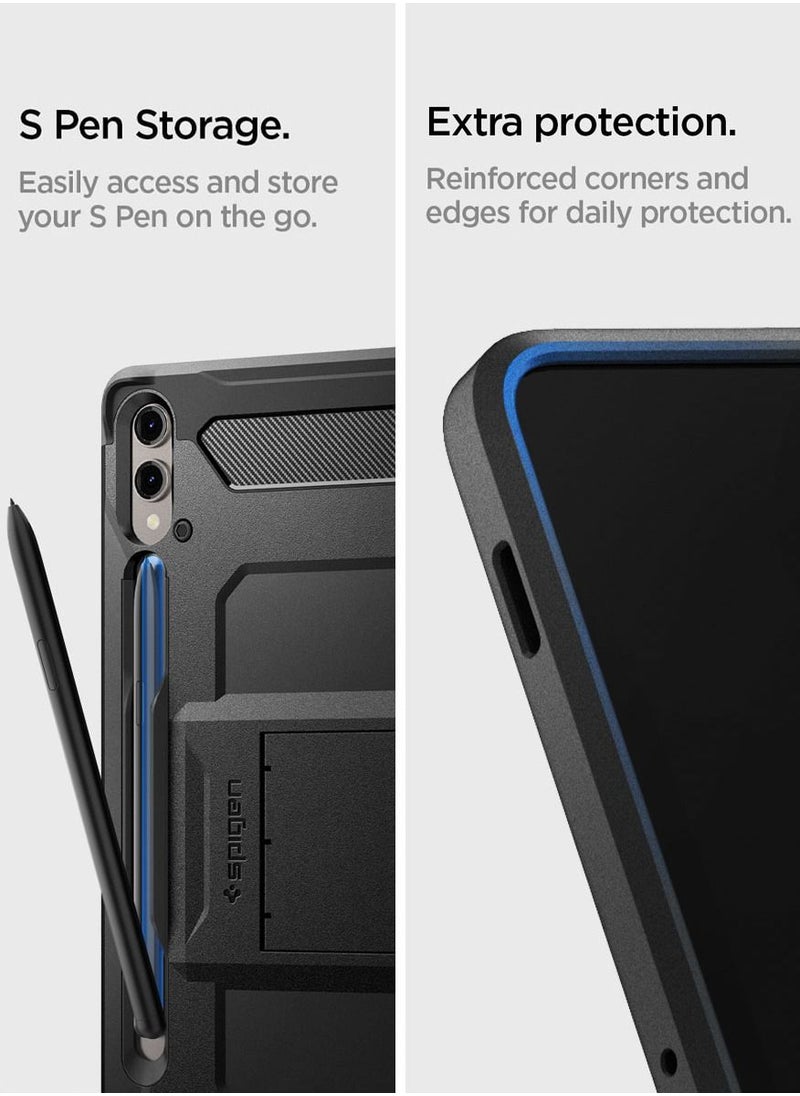 Spigen - Tough Armor Pro Samsung Galaxy Tab S9 Plus Case Cover (2023) 12.4 inch Premium Shockproof Protective Hard Shell Case with Kickstand and S Pen Holder - Black - Image 1