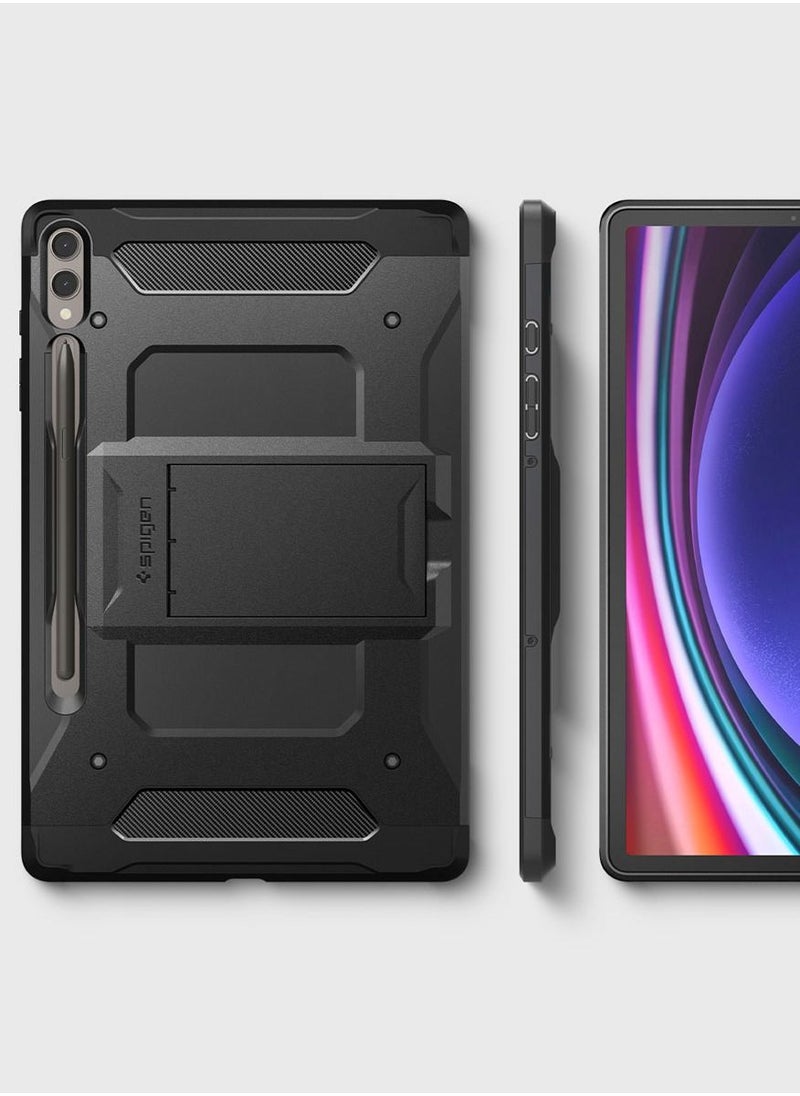 Spigen - Tough Armor Pro Samsung Galaxy Tab S9 Plus Case Cover (2023) 12.4 inch Premium Shockproof Protective Hard Shell Case with Kickstand and S Pen Holder - Black - Image 1
