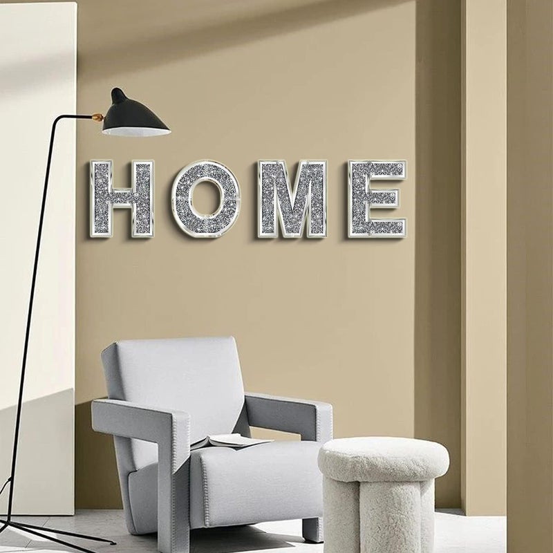 ZOLAPI 4 pcs Independent Letters HomeGlam Crystal Diamond LettersSilver Mirror Glass Home Decoration for Wall Fireplace Bookshelf and Table - Image 5