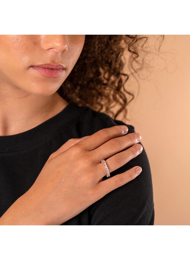 بافوا خواتم قابلة للتكديس مطلية بالذهب عيار 14 قيراطًا للنساء | خواتم من الفضة الإسترلينية عيار 925 للنساء | خاتم مجوهرات الخطوبة | خاتم الأبدية مرصع بأحجار الزركونيا المكعبة | مقاس 9 | ذهب أصفر - Image 2