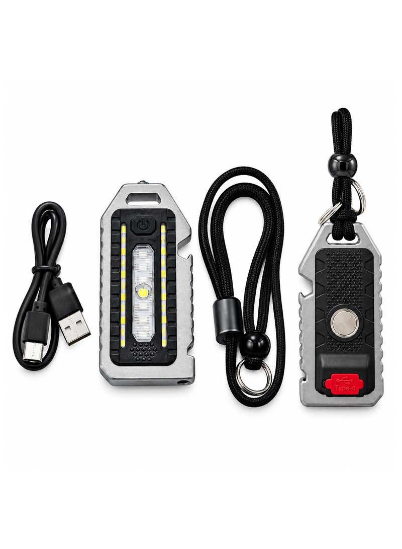360 Light TW-1051 COB Rechargeable Keychain Light, Portable Work Torch with White Beam, Floodlight, Red Blue Flashing, Magnetic Back, Bottle Opener, Whistle and Screwdriver Function for Camping, Hiking, Auto Repairs, Home and Emergency Lighting - Image 4