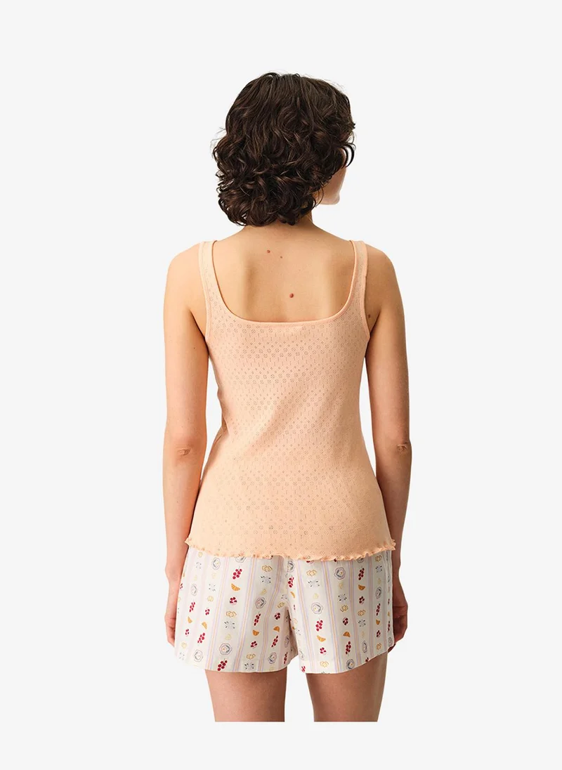 Penti Women Morning Time Sleeveless Shorts Salmon Set