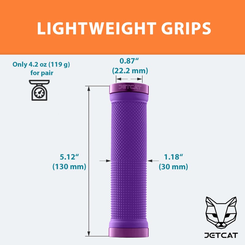JETCAT Bike Grips, Bike Handlebar Grips, Mountain Bike Grips Handlebar, MTB Grips, Bicycle Grips BMX Grips, Bicycle Handlebar Grips Handles for Adults. Ebike, MTB, Scooter, Lock on, Purple - Image 5