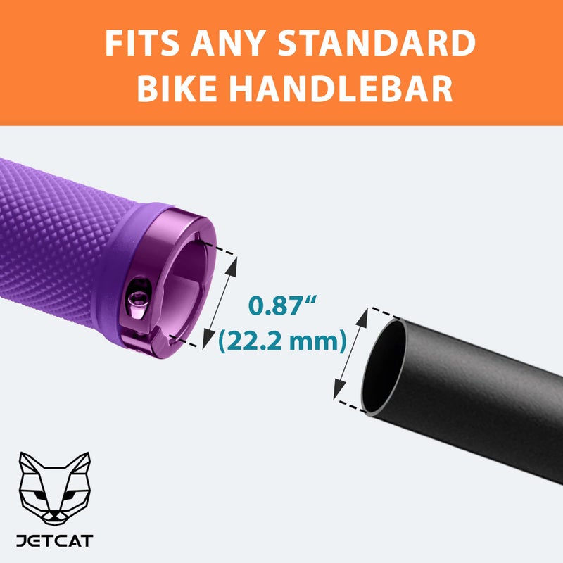 JETCAT Bike Grips, Bike Handlebar Grips, Mountain Bike Grips Handlebar, MTB Grips, Bicycle Grips BMX Grips, Bicycle Handlebar Grips Handles for Adults. Ebike, MTB, Scooter, Lock on, Purple - Image 2