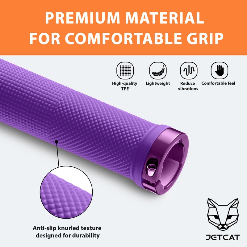 JETCAT Bike Grips, Bike Handlebar Grips, Mountain Bike Grips Handlebar, MTB Grips, Bicycle Grips BMX Grips, Bicycle Handlebar Grips Handles for Adults. Ebike, MTB, Scooter, Lock on, Purple - Image 4