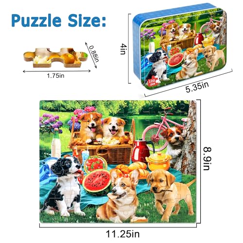 LELEMON Puzzles for Kids Ages 46Dogs 100 Piece Puzzles for Kids Ages 48 in a Metal BoxEducational Jigsaw Puzzles 100 Piece Puzzle Games Puzzle Toys for Girls and Boys - Image 5