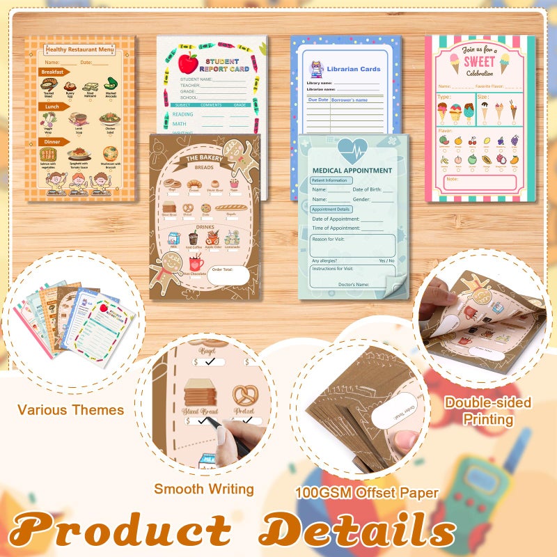 OKWUYiK 6 Pack Kids Pretend Play Notepads Playtime Notepads Kids Playtime Pads Pretend Play Notebooks 4X6 Inch 30 Sheets Each Role Play Game for Toddlers Boys Girls - Image 3