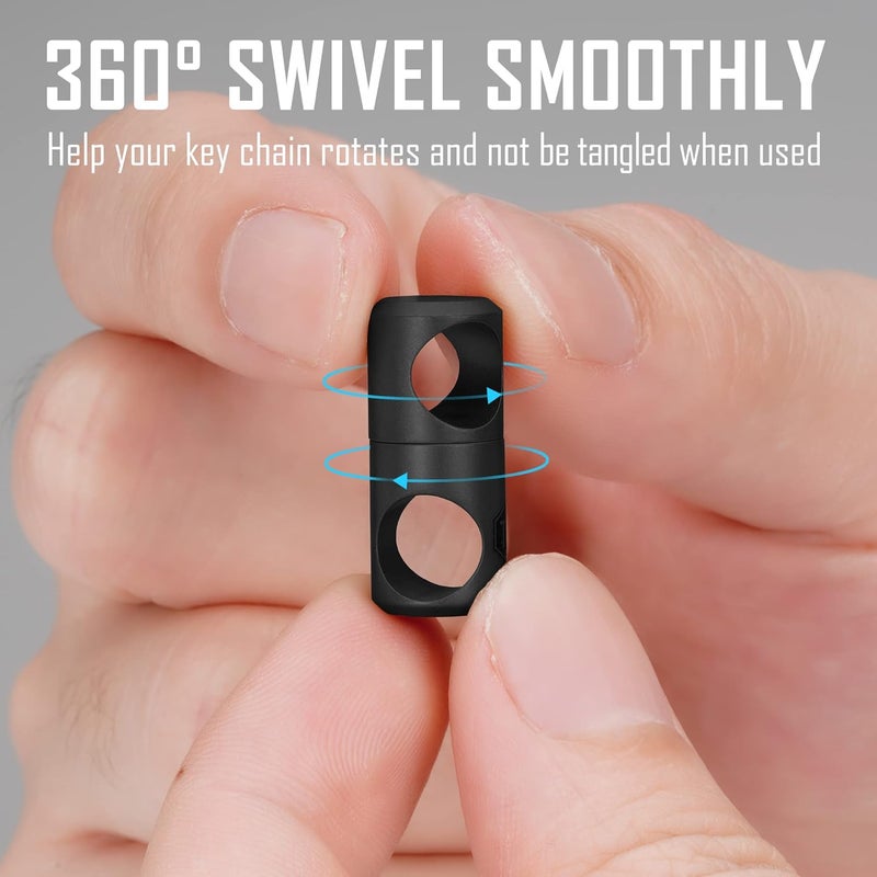 KeyUnity KA07 Titanium Rotating Key Ring, Pack of 2, Anti Tangle 360° Rotating Key Linker for Carabiner & Split Rings (Black) - Image 2