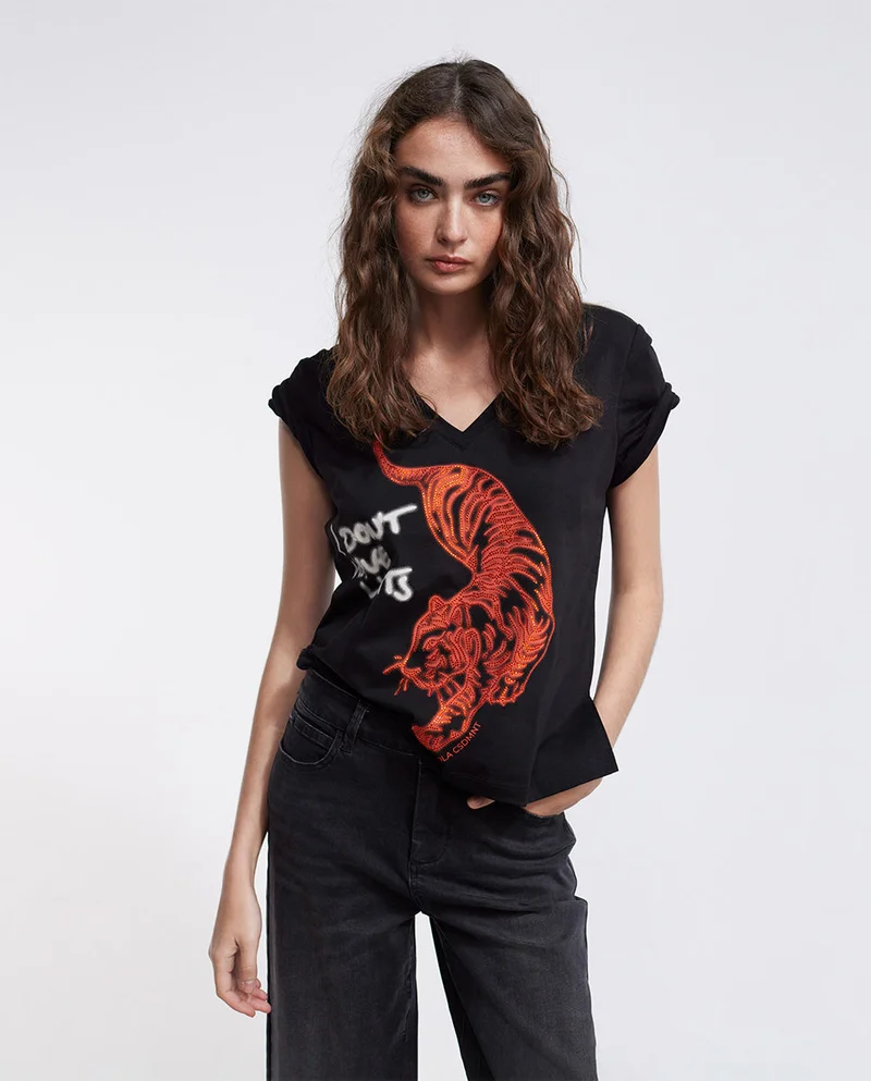 Lola Casademunt DiamantÃ© tiger T-shirt