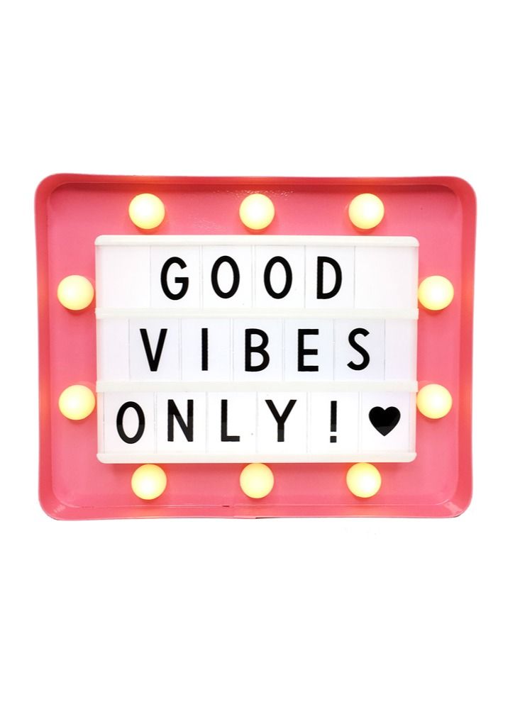 Salla Metal LED Message Pink Light Box With Letters, Numbers and Symbols 21x17cm - Image 2