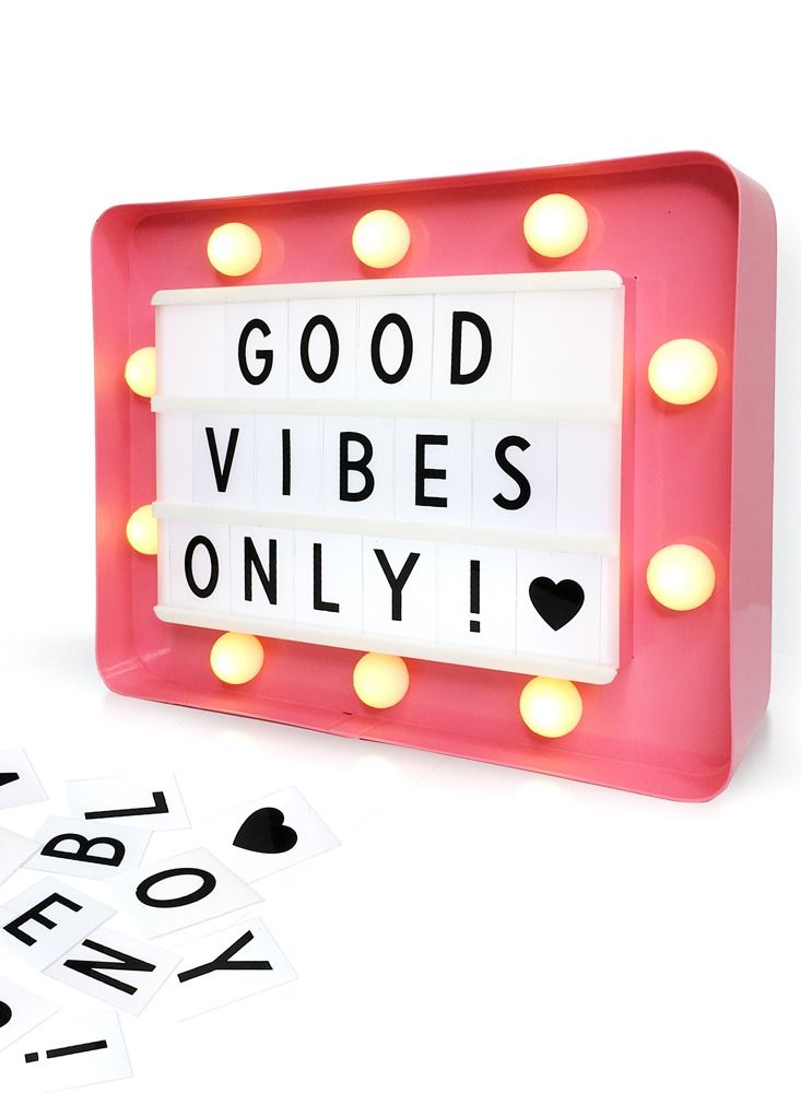 Salla Metal LED Message Pink Light Box With Letters, Numbers and Symbols 21x17cm - Image 1