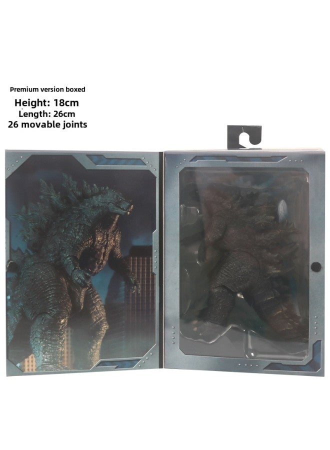 Godzilla Hand-made Movable Model King Of Monsters Godzilla War King Kong Movie Version Red Lotus Movable Toy-Color:Godzilla Black  - Image 1