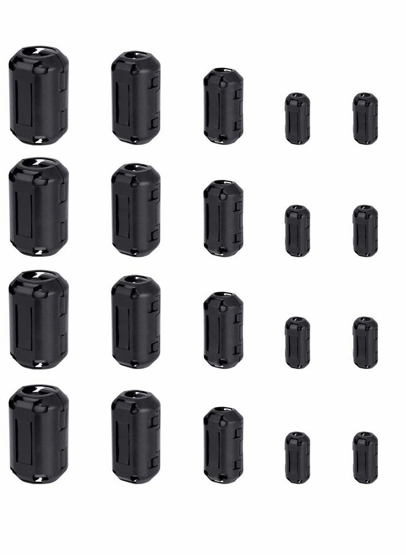 Clip-on Ferrite Magnet Core Ring Nickel-zinc Toroidal Ferrite Choke Noise Suppressor Inner Diameter 3.5 5 7 9 13 mm EMI RFI Filter for Power Cord USB Audio Network Video Radio Cable（20PCS ）