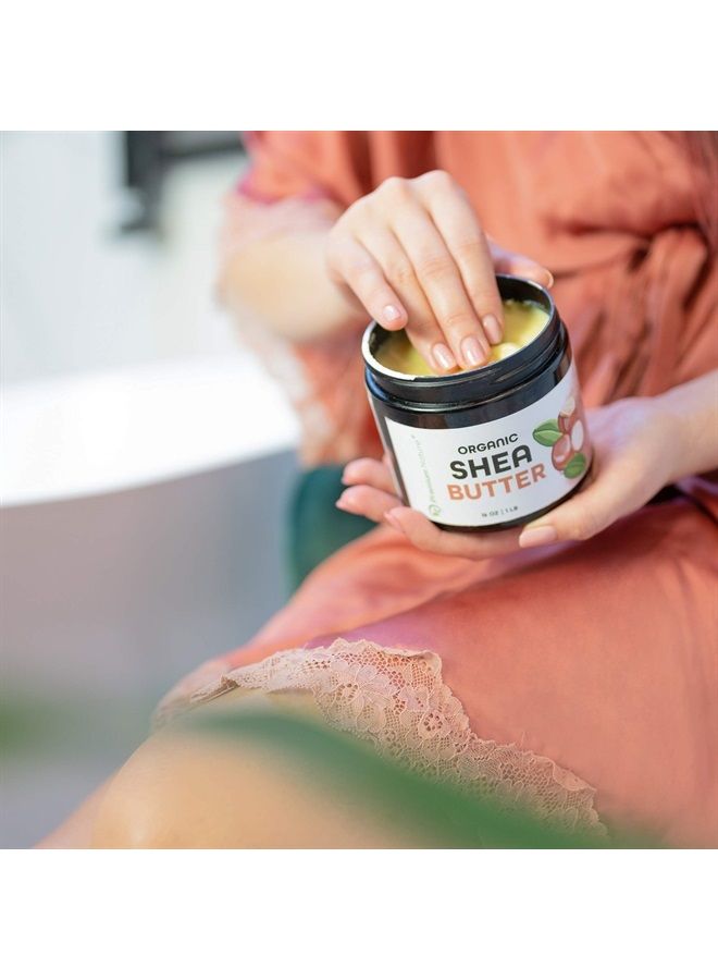 Premium Nature زبدة الشيا العضوية - نقية وعذراء غير مكررة - زبدة للجسم - للعناية بالبشرة الجافة، كريم للندوب وعلامات التمدد، 16 أونصة - Image 4