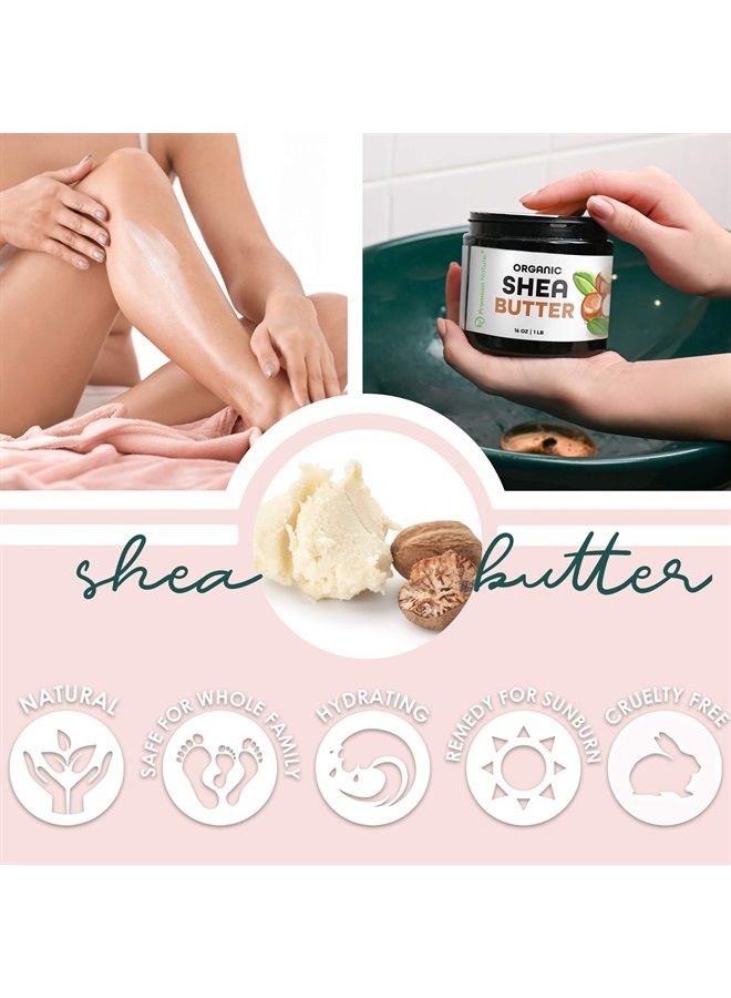 Premium Nature زبدة الشيا العضوية - نقية وعذراء غير مكررة - زبدة للجسم - للعناية بالبشرة الجافة، كريم للندوب وعلامات التمدد، 16 أونصة - Image 2