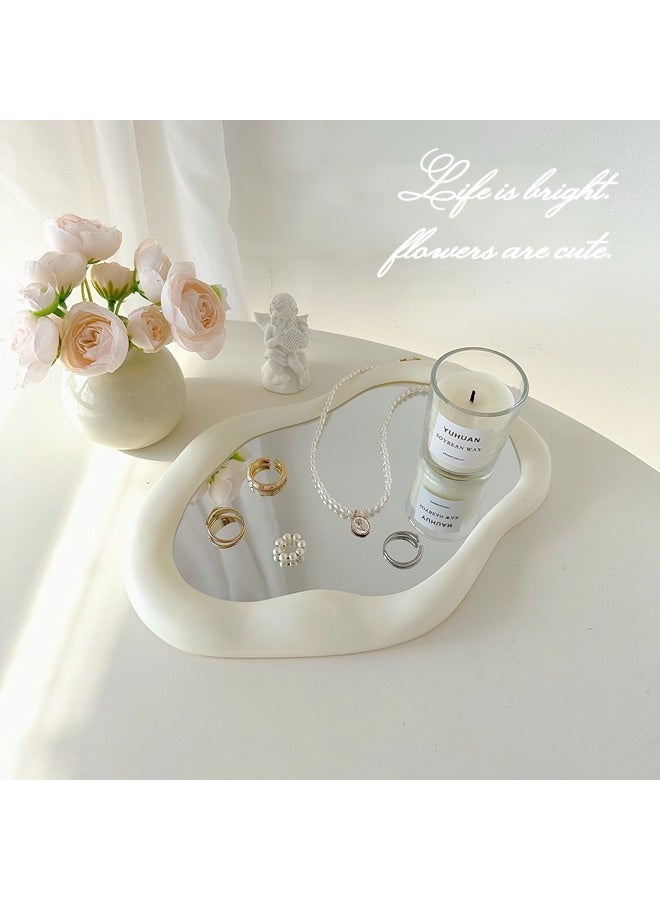 ShebSheb Cloud Makeup Mirror, Irregular Mirror With Wall Hooks And Stand, Unique Creamy Style Vanity Mirror For Bedroom, Living Room Makeup Or As A Desktop Art Decoration Piece. - Image 5