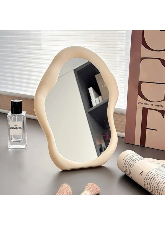 ShebSheb Cloud Makeup Mirror, Irregular Mirror With Wall Hooks And Stand, Unique Creamy Style Vanity Mirror For Bedroom, Living Room Makeup Or As A Desktop Art Decoration Piece. - Image 4