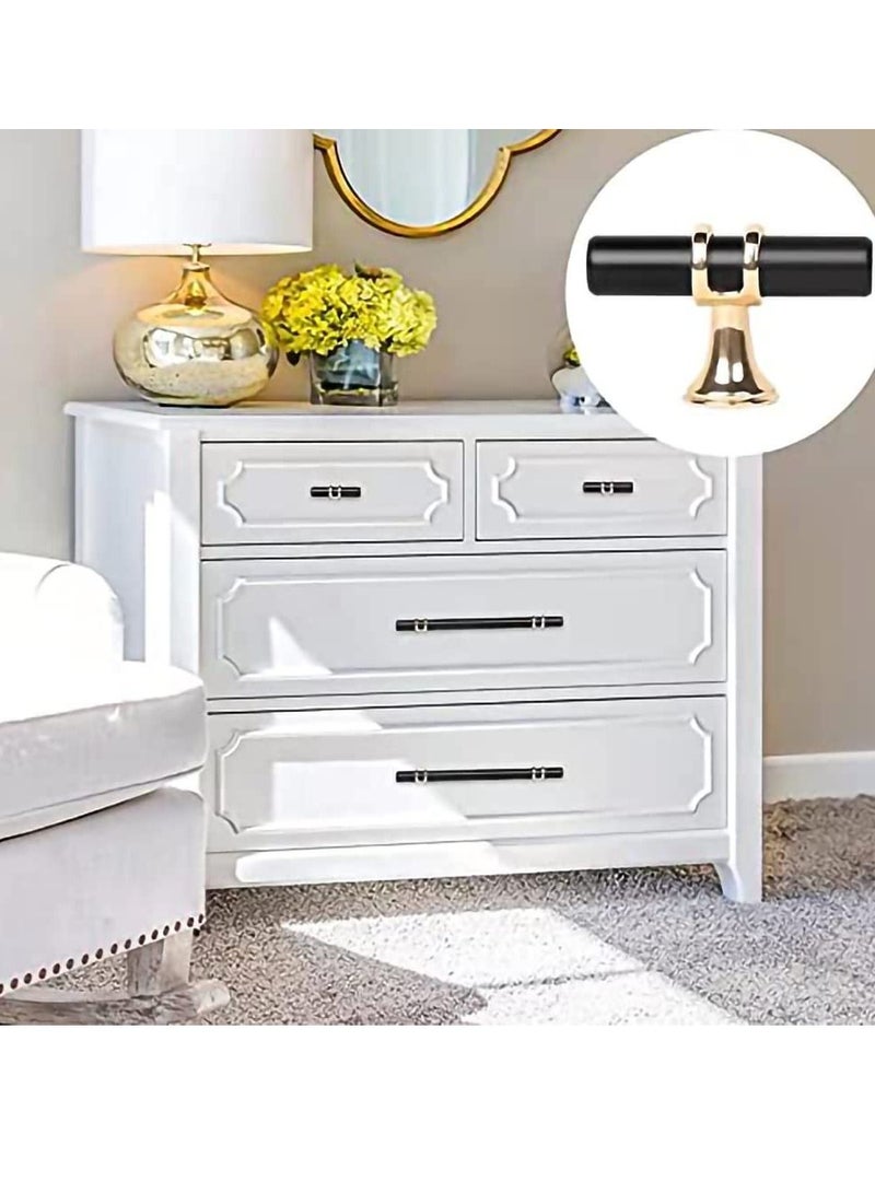 10 Pack Matte Knobs Black Gold Cabinet Pulls, Kitchen Cabinet Knobs T Bar Pull Drawer Knob, Modern Bedroom Furniture Bar Dresser Drawer Single Hole Knobs, Zinc Alloy Base - Image 5