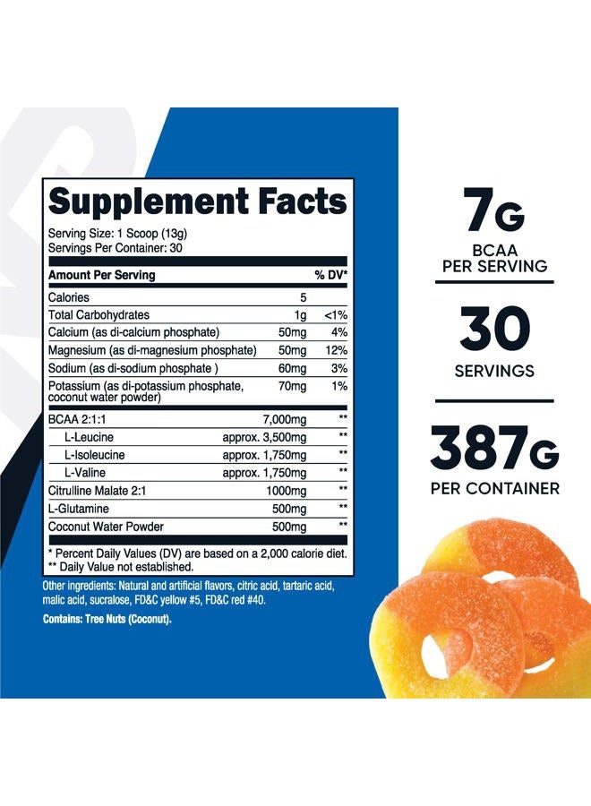 Nutricost BCAA + Hydration Powder (Peach Rings) 30 Servings - Branched Chain Amino Acids with Hydration Complex - Gluten-Free, Non-GMO - Image 2