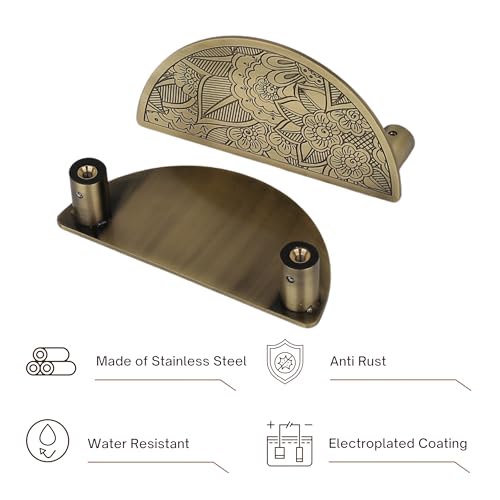 WODIX 6 Inch Door Handle for Main Door, Wooden & Glass Door Handle, Suitable of Home/Office/Hotels (Brass Antique, 2 Pcs) - Image 3