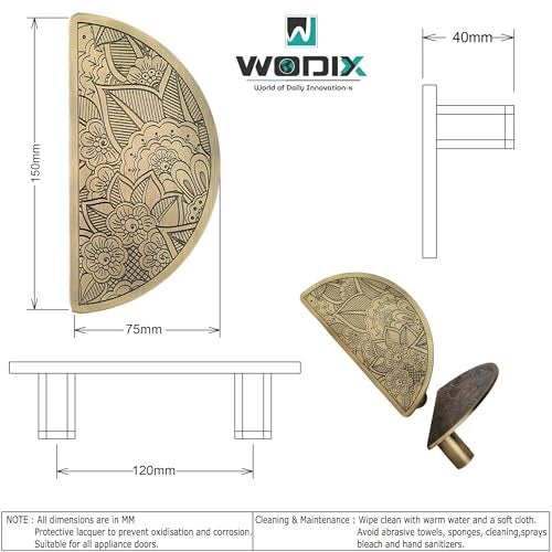 WODIX 6 Inch Door Handle for Main Door, Wooden & Glass Door Handle, Suitable of Home/Office/Hotels (Brass Antique, 2 Pcs) - Image 4