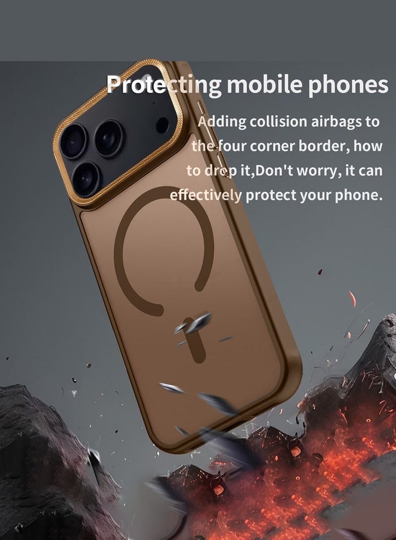 جاجيك iPhone 17 Pro Max 5G 2025 Hard Silicone Hybrid Translucent Slim Stylish Magnetic MagSafe Case Cover (MCMPMN) - Brown - Image 3