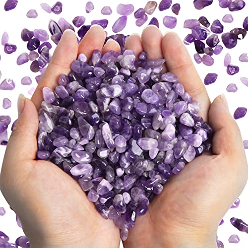 QICQDRAM Polished Gem Stones Rocks Crystals 0.9 Lb/405g Natural Tumbled Stones Amethyst Crystal Chips Bulk for Healing Crystals & Fish Tank Rocks Gravel, Vase Filler, Plants Decor - Image 1