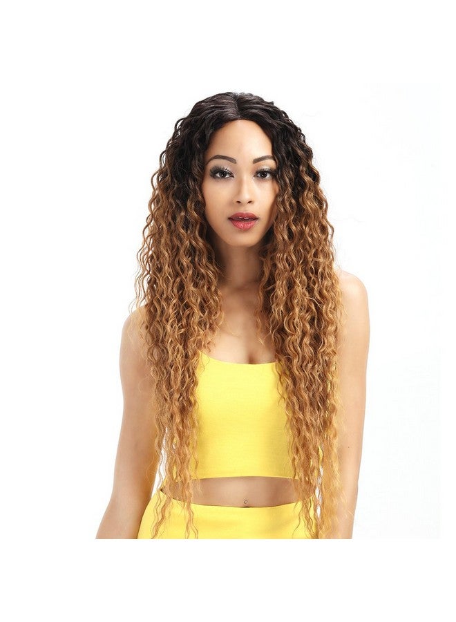 Joedir Lace Front Wigs Ombre Blonde 28'' Long Small Curly Wavy Synthetic Wigs For Black Women 130% Density Wigs(Ombre Gold Color) - Image 3
