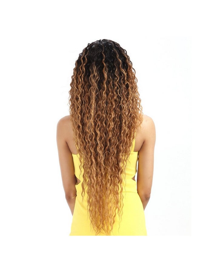 Joedir Lace Front Wigs Ombre Blonde 28'' Long Small Curly Wavy Synthetic Wigs For Black Women 130% Density Wigs(Ombre Gold Color) - Image 4