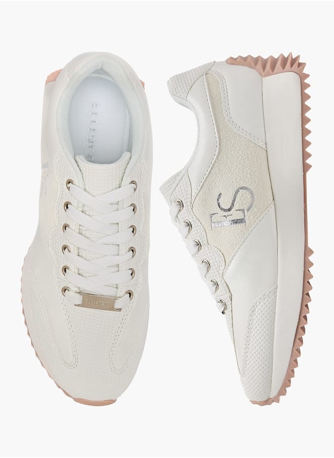 ELLE Women's Logo Detail Sneakers with Lace-Up Closure  - Image 1